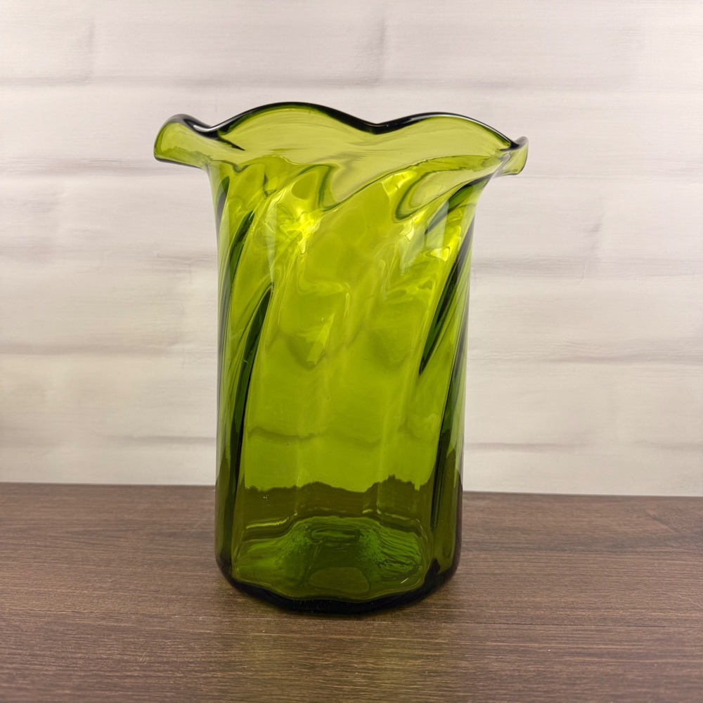 Blenko 6941 Olive Green Vase Joel Myers Mid Century Modern